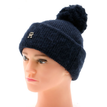 Czapki damskie TOMMY HILFIGER TH EVENING POMPOM BEANIE AW0AW15390