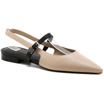 Sandały TOMMY HILFIGER LEATHER SLING BACK BALLERINA FW0FW07772