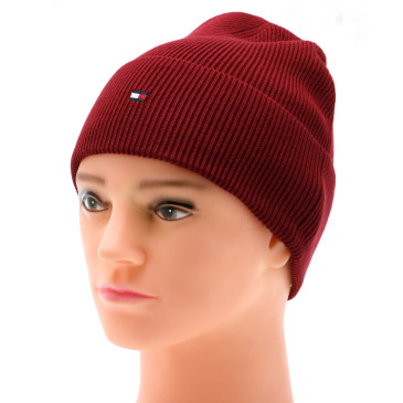 Czapki damskie TOMMY HILFIGER ESSENTIAL FLAG BEANIE AW0AW15309